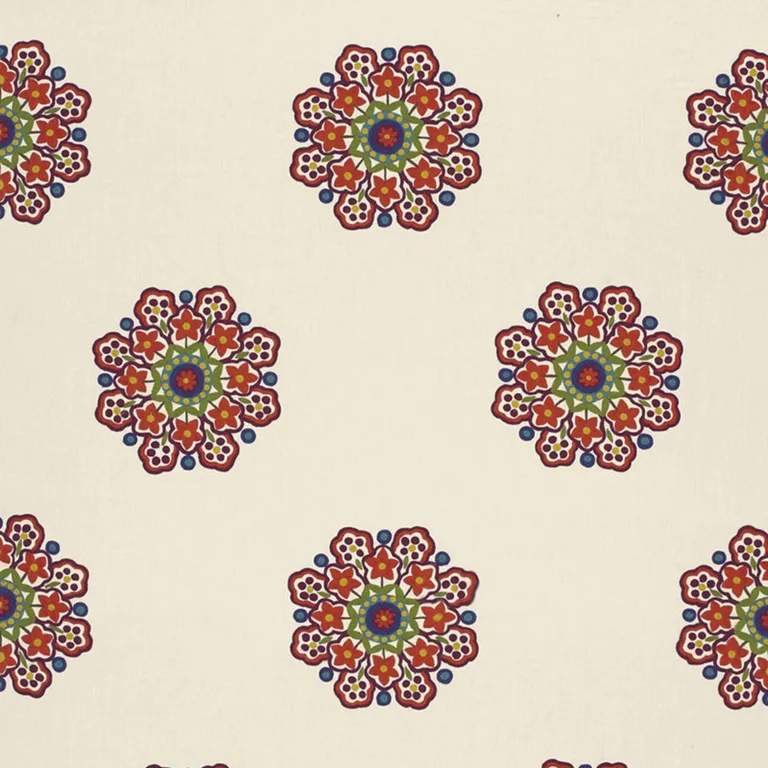 Schumacher 66821 Chennai Linen Embroidery Festival fabric swatch