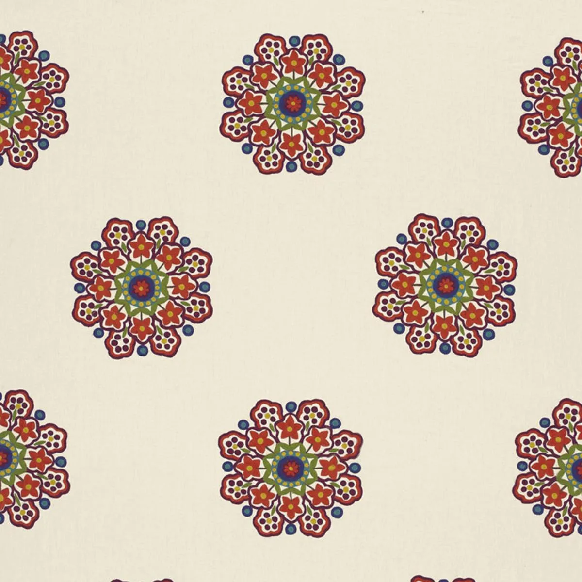Schumacher 66821 Chennai Linen Embroidery Festival fabric swatch