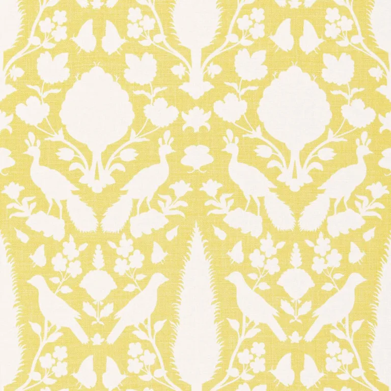Schumacher 173565 Chenonceau Buttercup fabric swatch