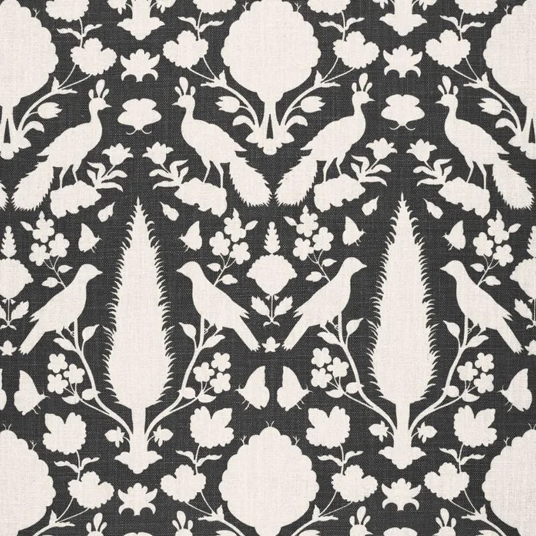 Schumacher 173563 Chenonceau Charcoal fabric swatch