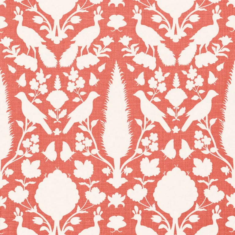 Schumacher 173564 Chenonceau Coral fabric swatch