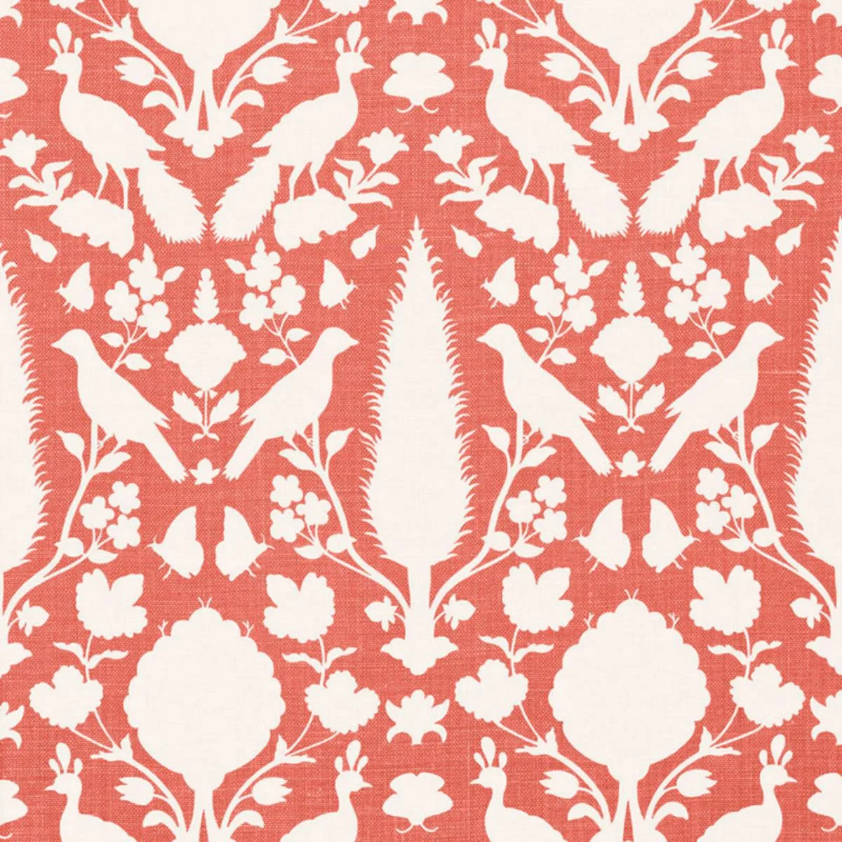 Schumacher 173564 Chenonceau Coral fabric swatch