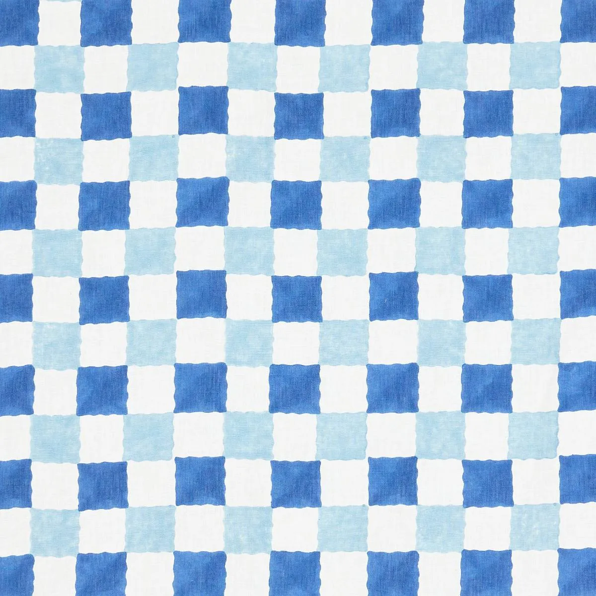 Schumacher 181791 Chequer Hand Block Print Blue fabric swatch