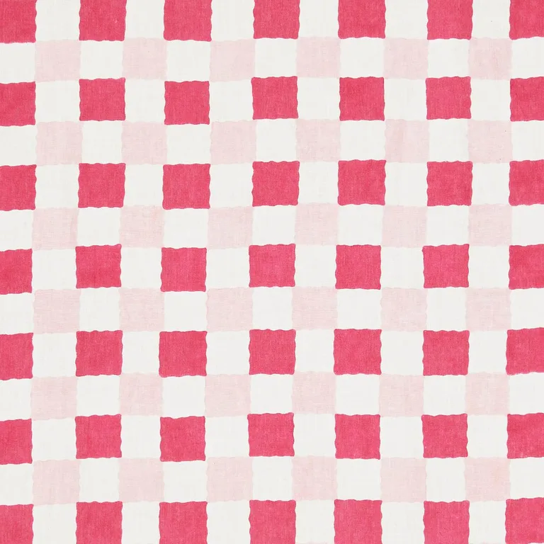 Schumacher 181790 Chequer Hand Block Print Pinks fabric swatch