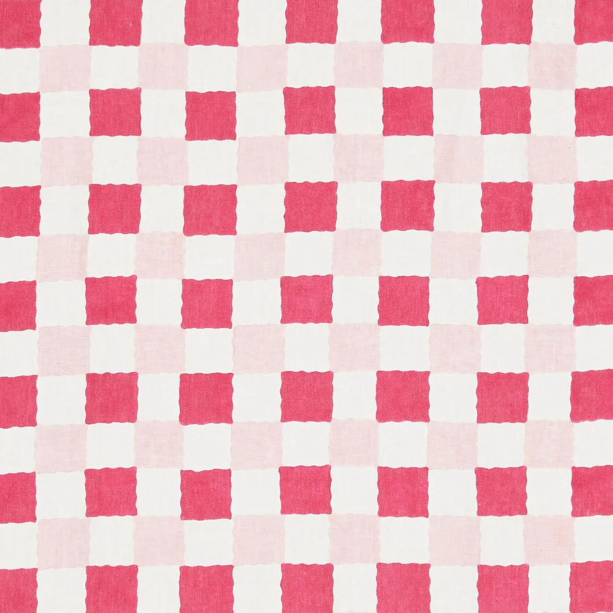 Schumacher 181790 Chequer Hand Block Print Pinks fabric swatch