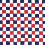 Schumacher 181792 Chequer Hand Block Print Red/Navy fabric swatch