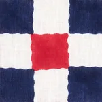 Schumacher 181792 Chequer Hand Block Print Red/Navy fabric swatch