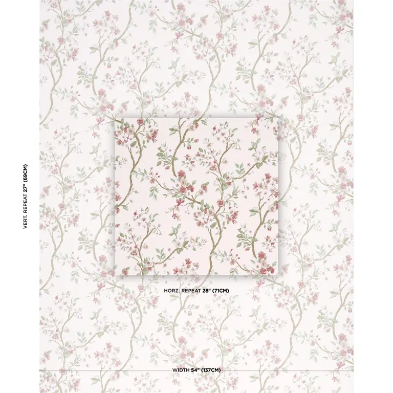 Schumacher 86221 Cherry Blossom Cherry fabric swatch