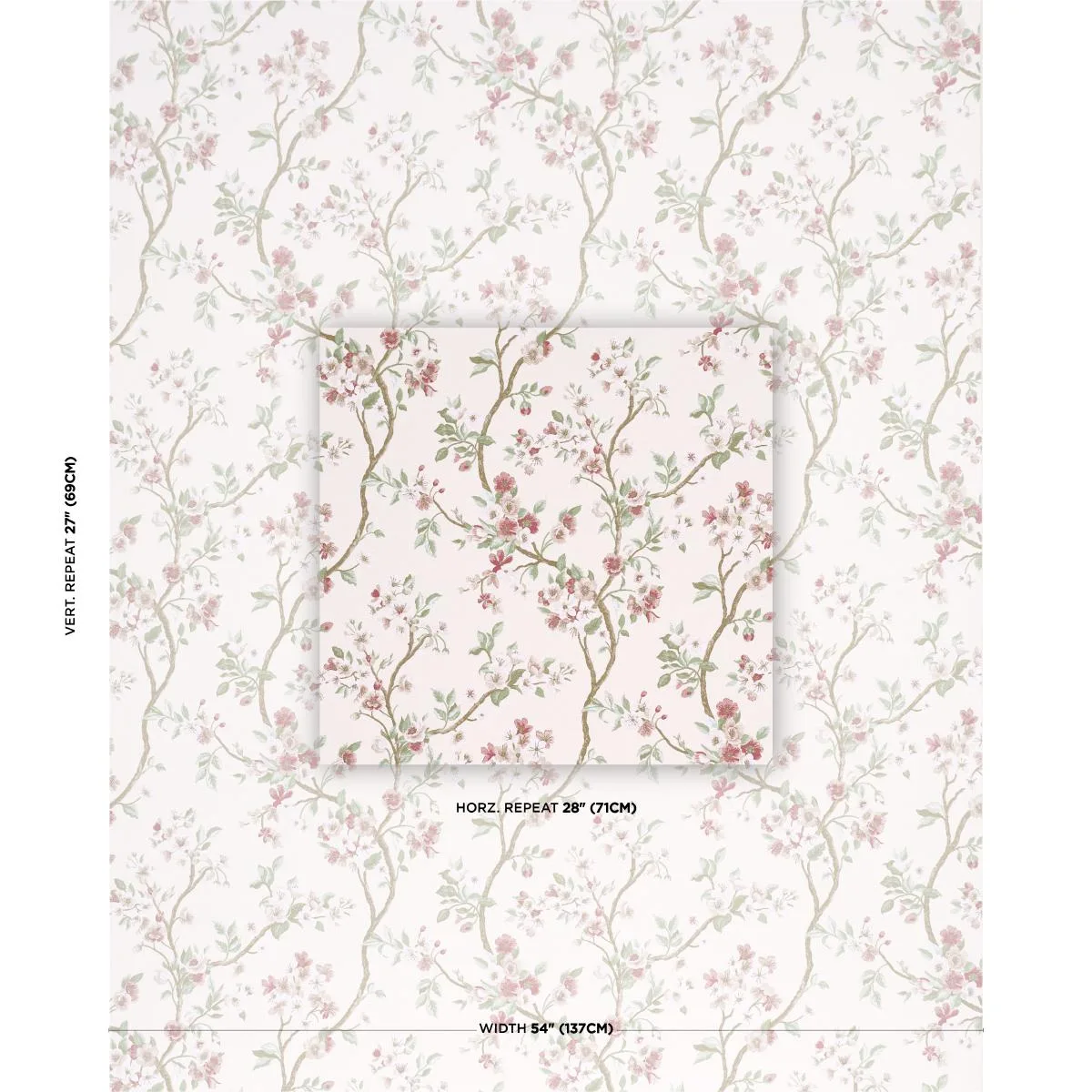 Schumacher 86221 Cherry Blossom Cherry fabric swatch