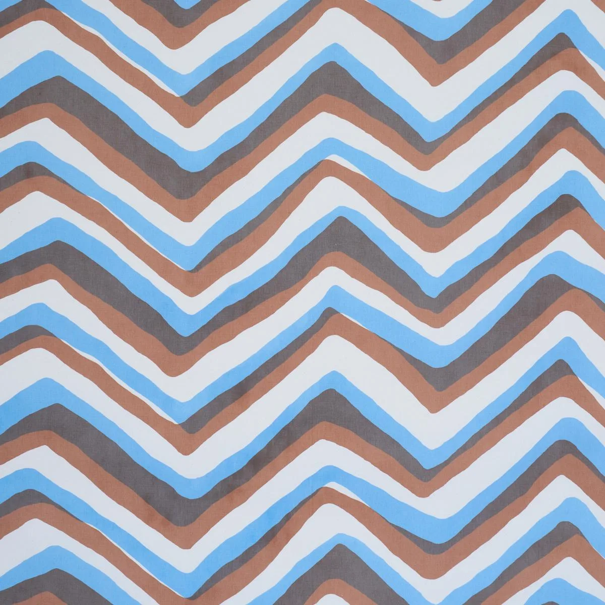 Schumacher 183721 Chevron Brown & Blue fabric swatch