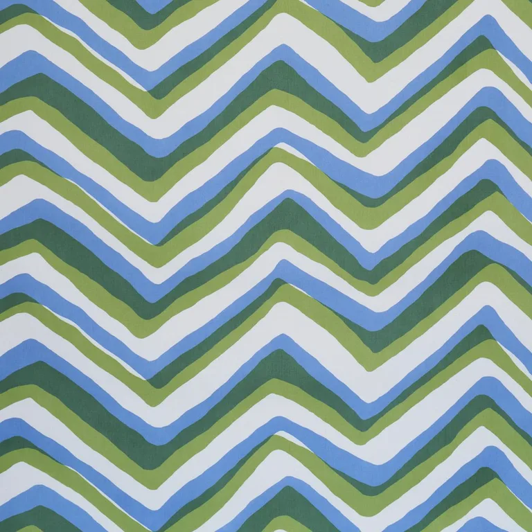 Schumacher 183720 Chevron Green & Blue fabric swatch