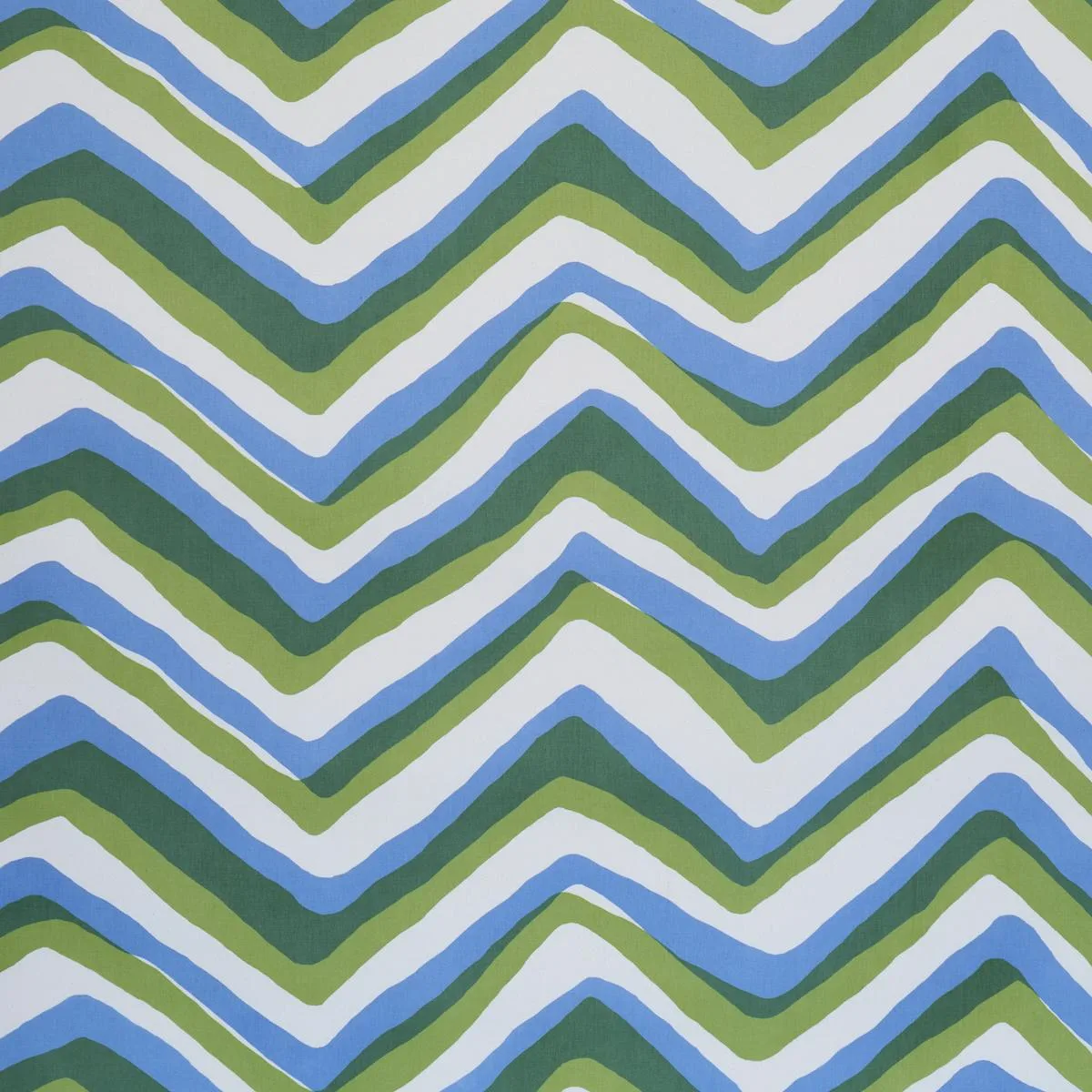 Schumacher 183720 Chevron Green & Blue fabric swatch