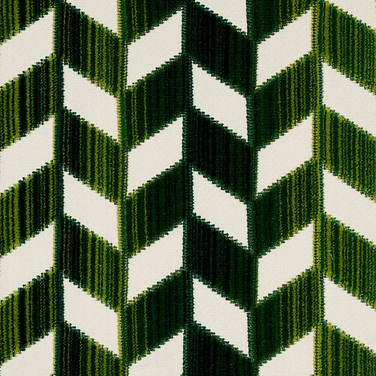 Schumacher 72814 Chevron Strié Velvet Emerald fabric swatch
