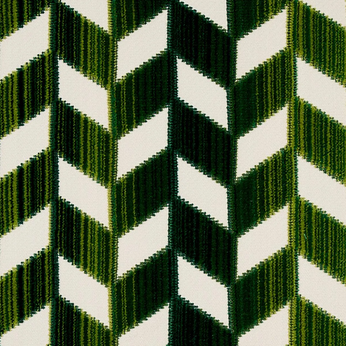 Schumacher 72814 Chevron Strié Velvet Emerald fabric swatch