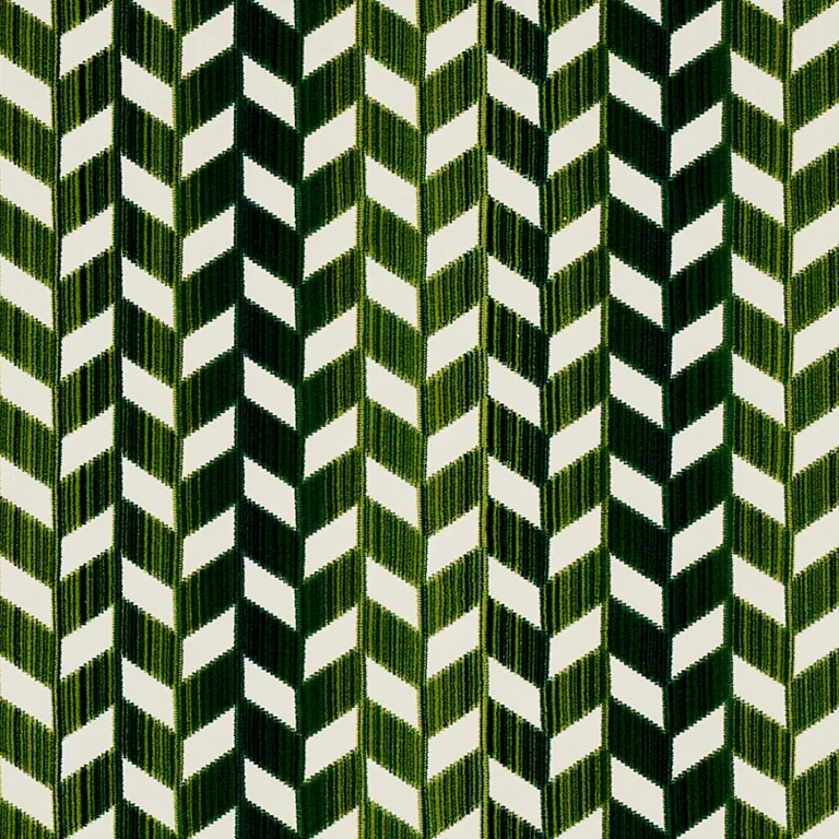 Schumacher 72814 Chevron Strié Velvet Emerald fabric swatch