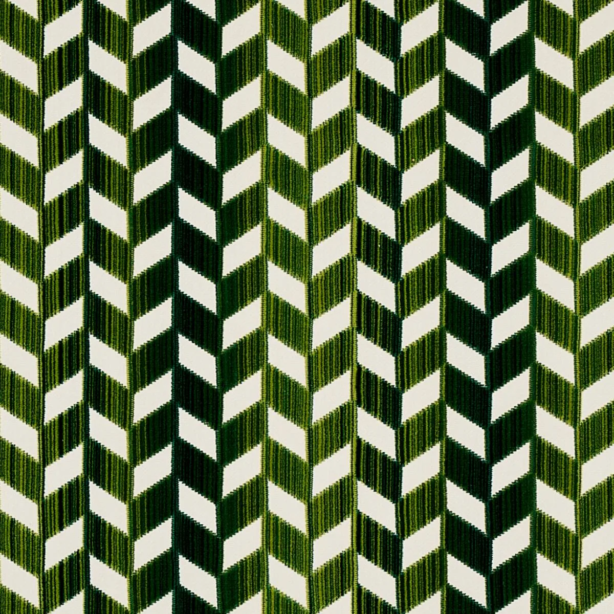 Schumacher 72814 Chevron Strié Velvet Emerald fabric swatch