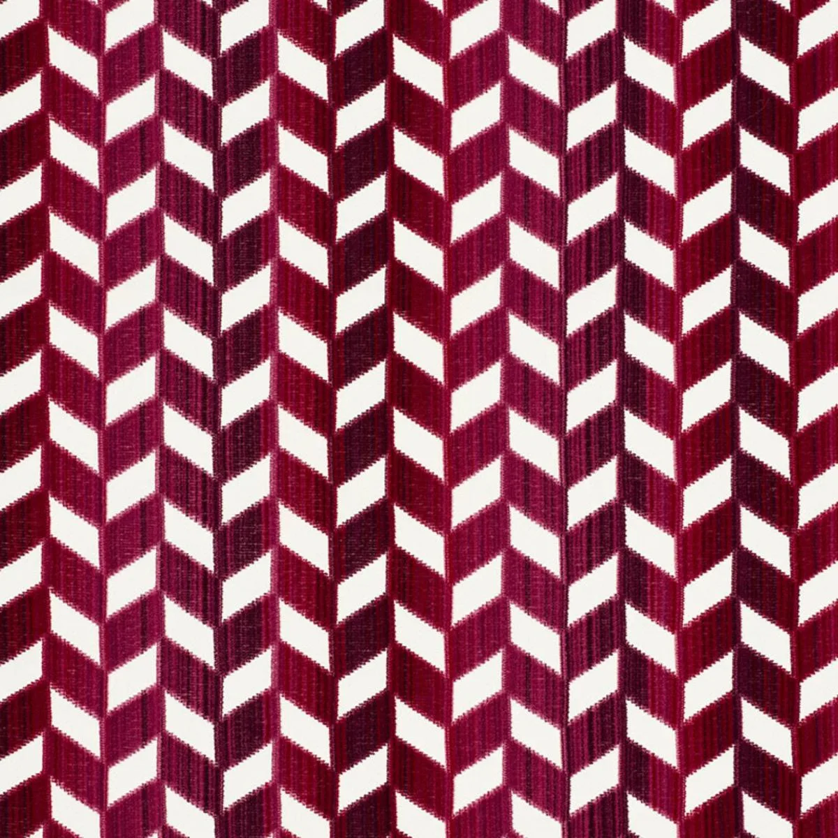 Schumacher 72812 Chevron Strié Velvet Garnet fabric swatch