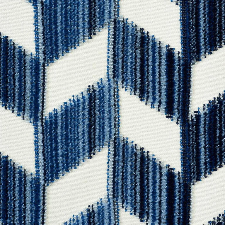 Schumacher 72811 Chevron Strié Velvet Lapis fabric swatch