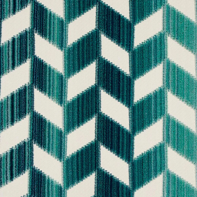 Schumacher 72813 Chevron Strié Velvet Peacock fabric swatch