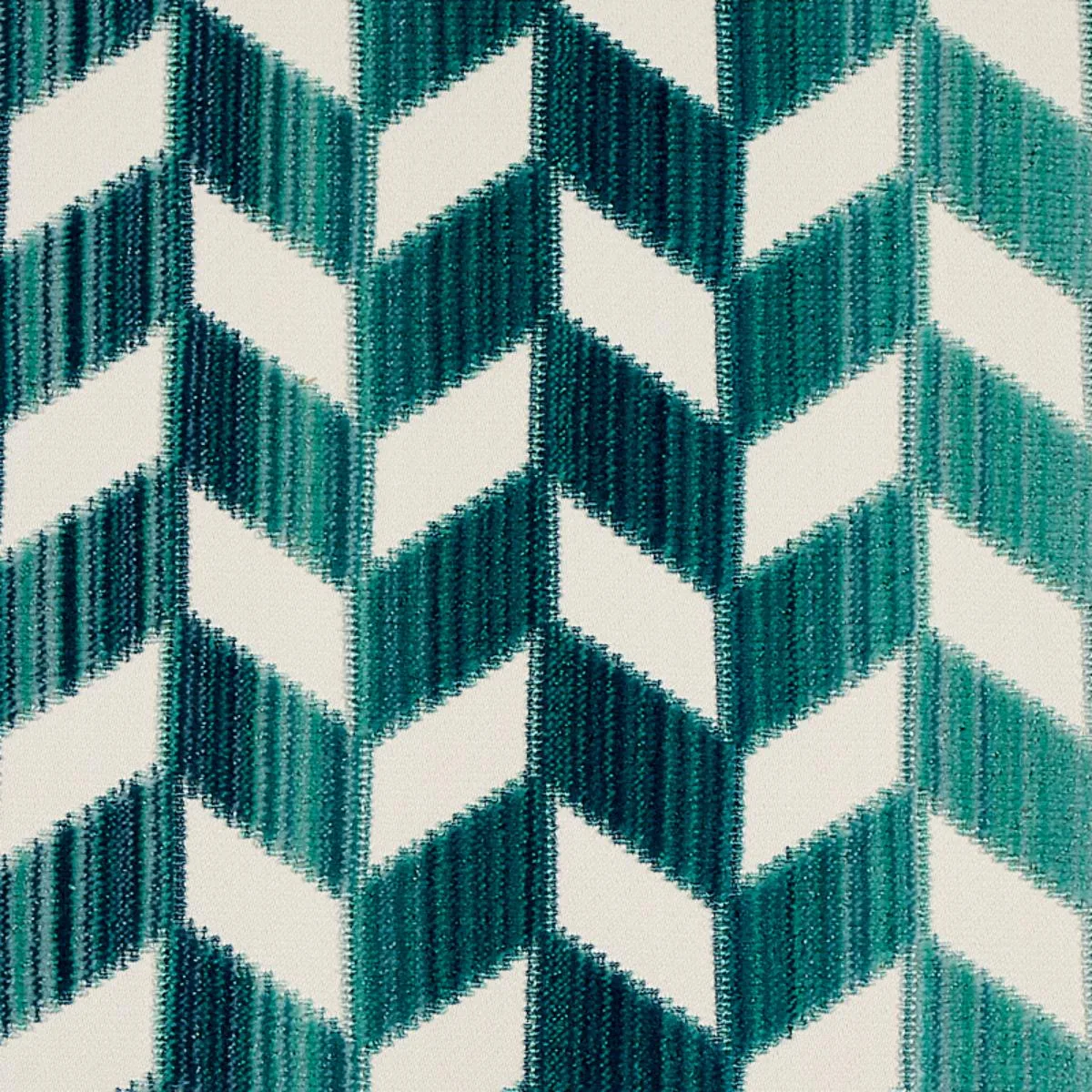 Schumacher 72813 Chevron Strié Velvet Peacock fabric swatch