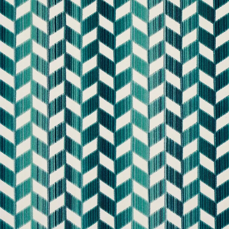 Schumacher 72813 Chevron Strié Velvet Peacock fabric swatch