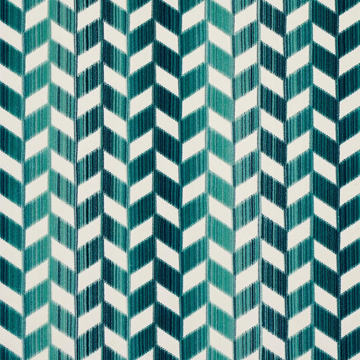 Schumacher 72813 Chevron Strié Velvet Peacock fabric swatch