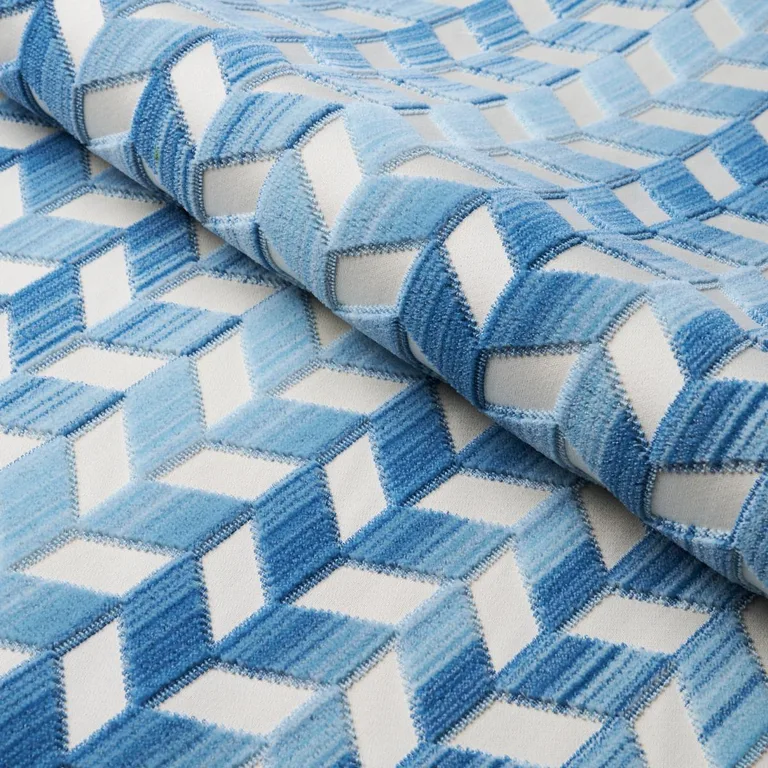 Schumacher 72815 Chevron Strié Velvet Porcelain fabric swatch