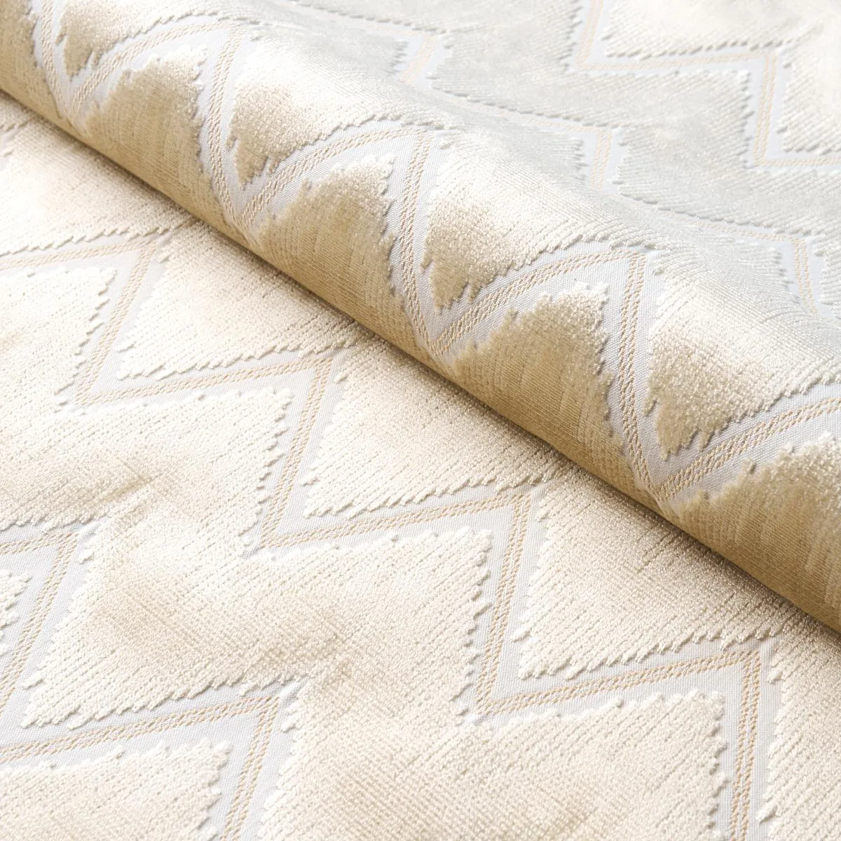 Schumacher 72844 Chevron Velvet Champagne fabric swatch