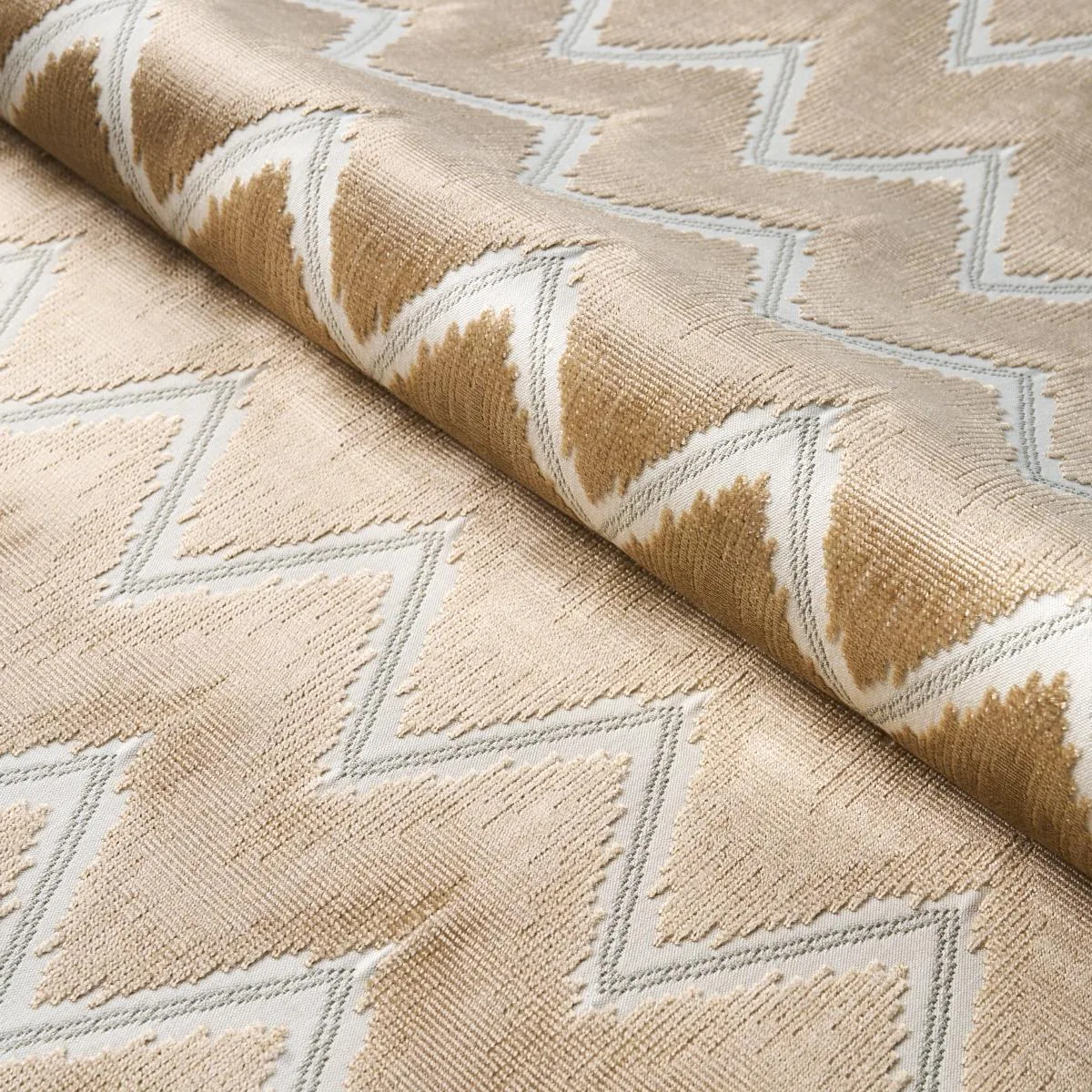 Schumacher 72845 Chevron Velvet Gold fabric swatch