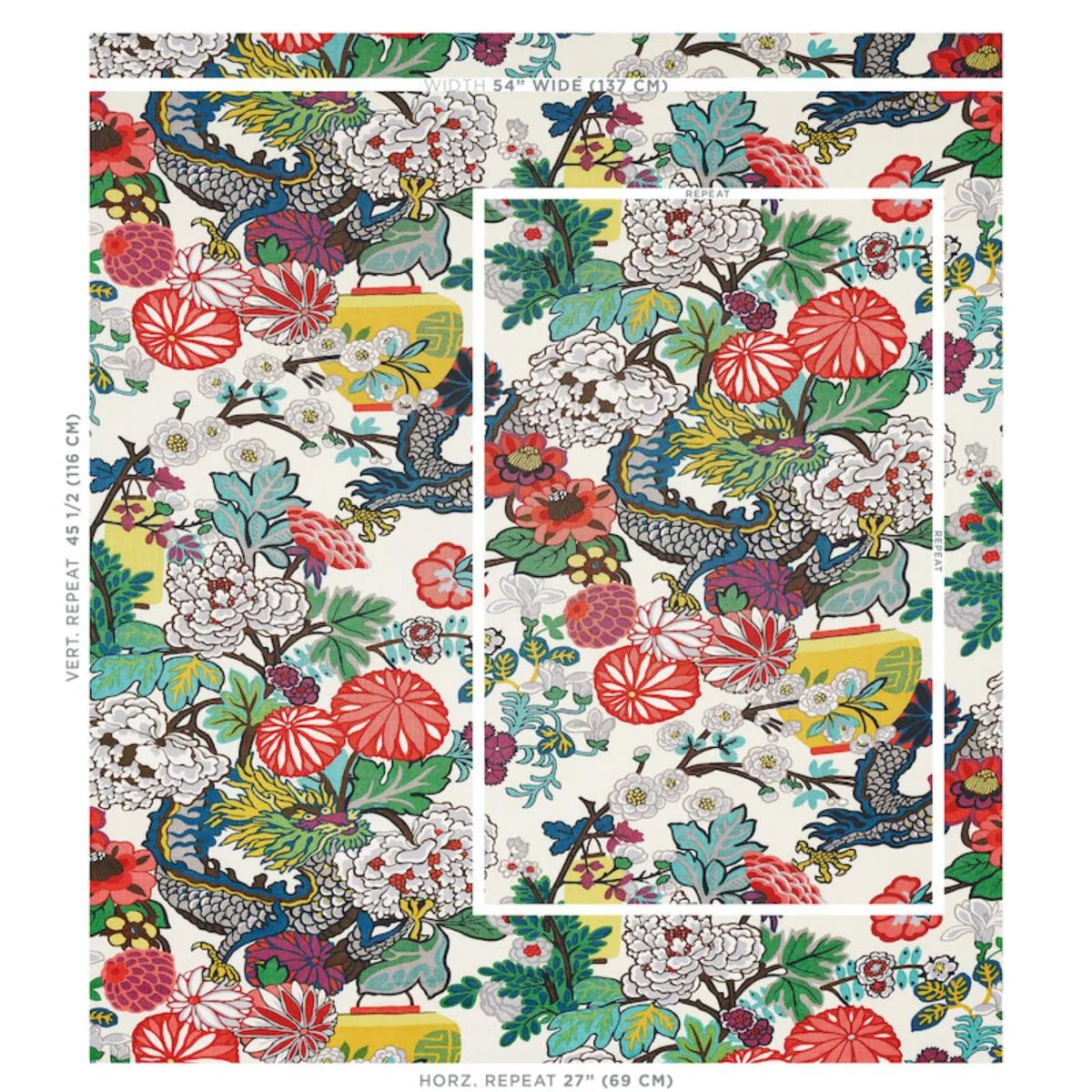 Schumacher 173273 Chiang Mai Dragon Alabaster fabric swatch