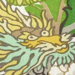 Schumacher 173279 Chiang Mai Dragon Citrus fabric swatch