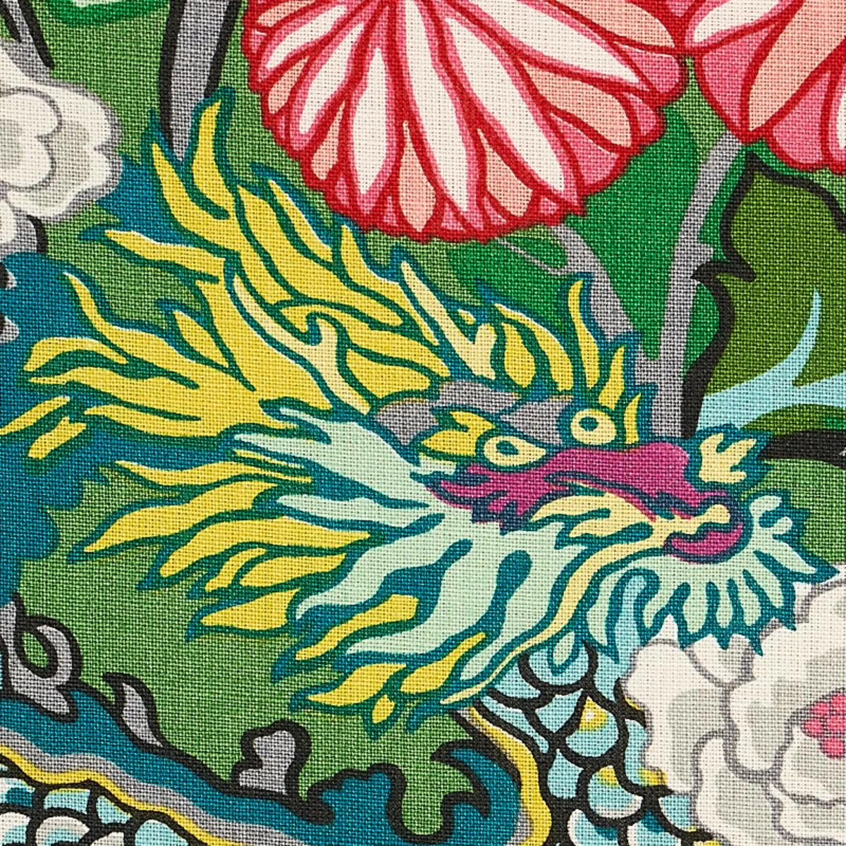 Schumacher 173277 Chiang Mai Dragon Jade fabric swatch