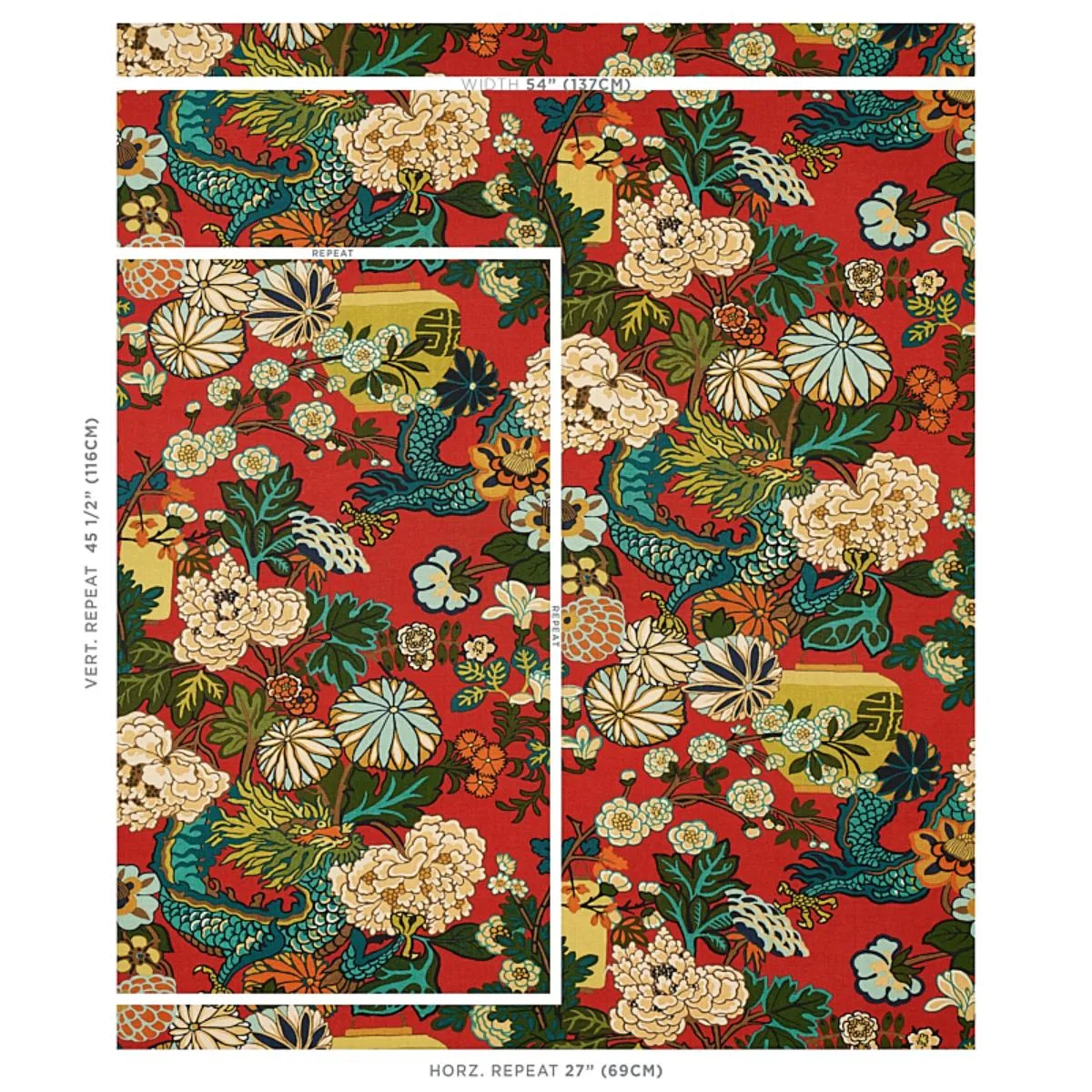 Schumacher 173271 Chiang Mai Dragon Lacquer fabric swatch
