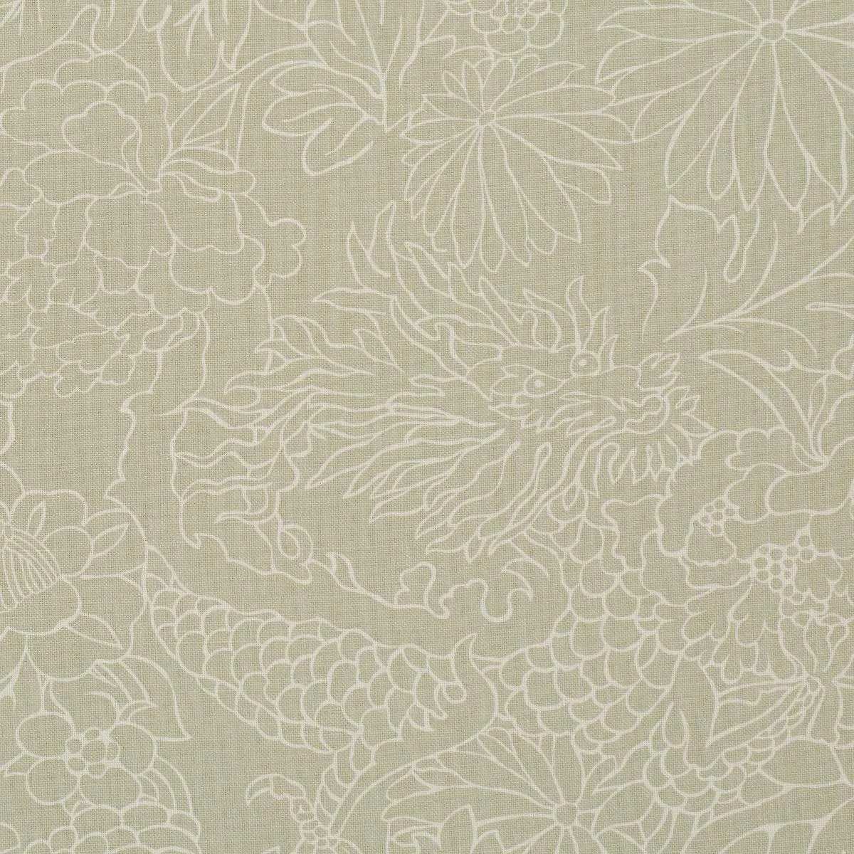 Schumacher 182780 Chiang Mai Dragon Silhouette Almond Dust fabric swatch