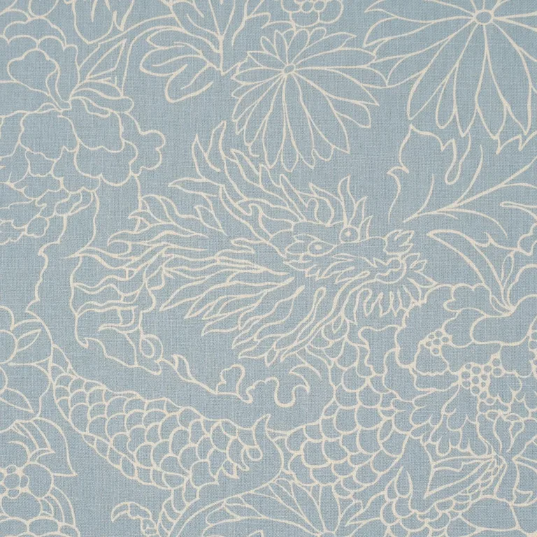 Schumacher 182782 Chiang Mai Dragon Silhouette Ciel De Provence fabric swatch