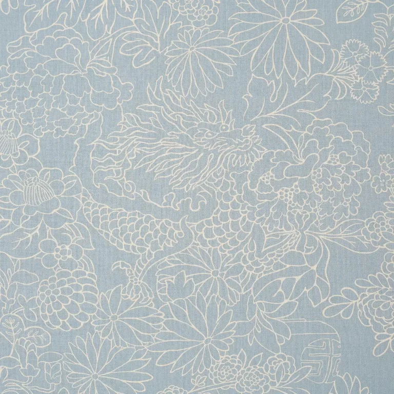Schumacher 182782 Chiang Mai Dragon Silhouette Ciel De Provence fabric swatch