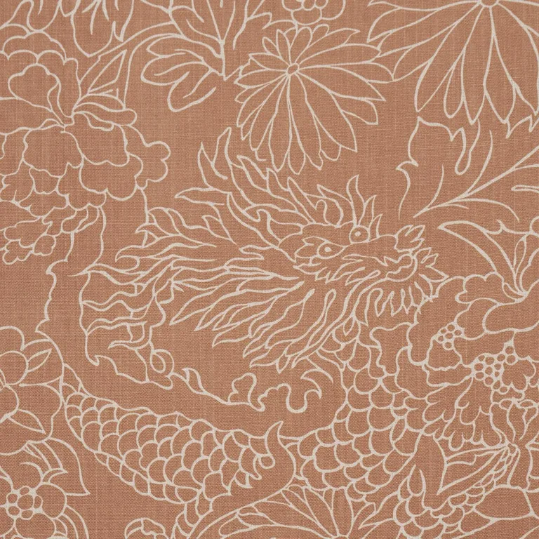 Schumacher 182781 Chiang Mai Dragon Silhouette Mediterranean Spice fabric swatch
