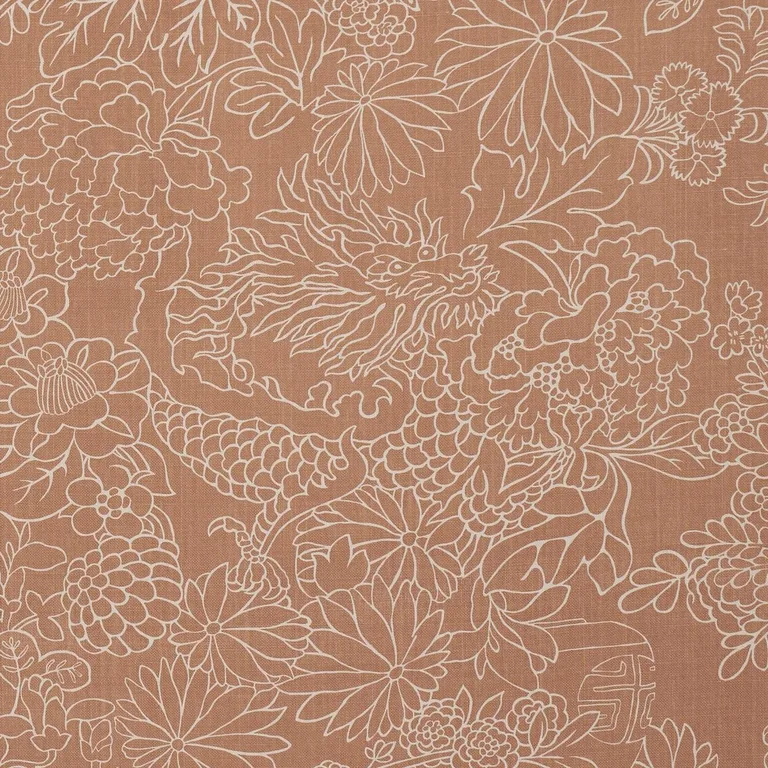 Schumacher 182781 Chiang Mai Dragon Silhouette Mediterranean Spice fabric swatch