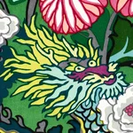 Schumacher 81171 Chiang Mai Dragon Velvet Jade fabric swatch
