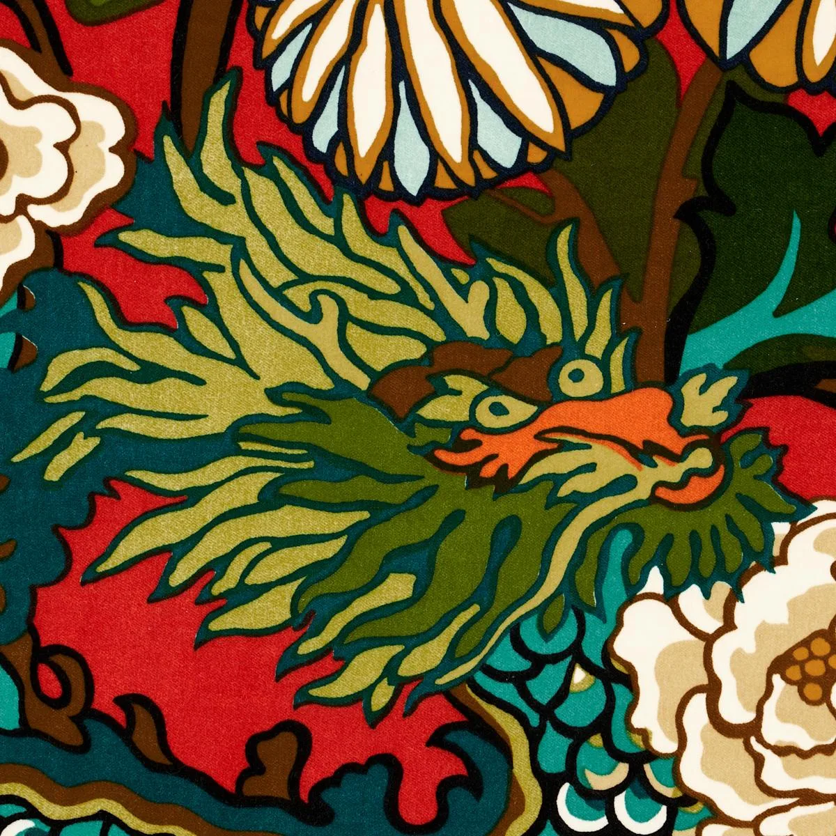 Schumacher 81172 Chiang Mai Dragon Velvet Lacquer fabric swatch