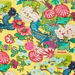 Schumacher 173281 Chiang Mai Dragon Yellow fabric swatch