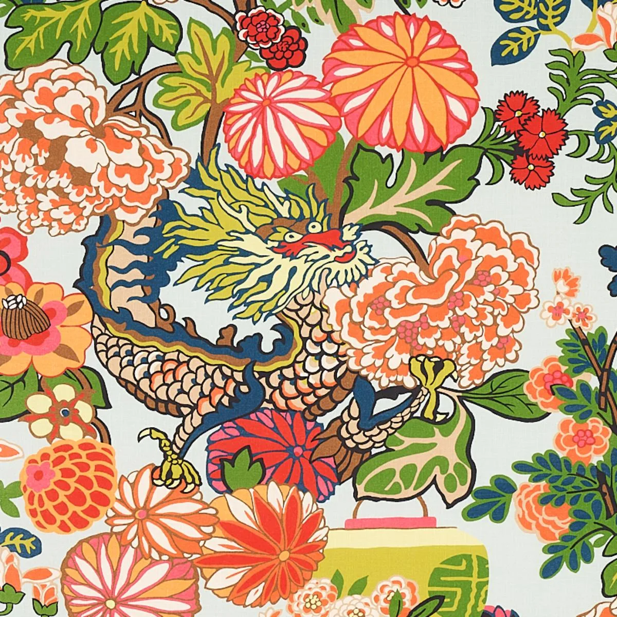 Schumacher 177310 Chiang Mai Indoor/Outdoor Aquamarine fabric swatch