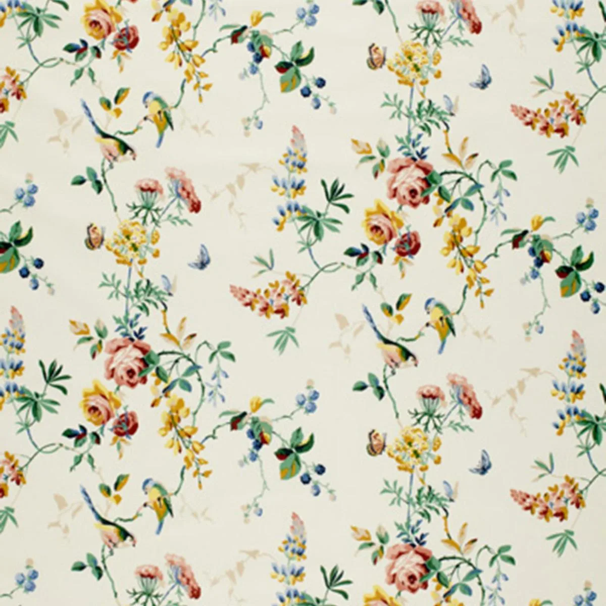 Schumacher 1235030 Chickadee Floral Primary fabric swatch
