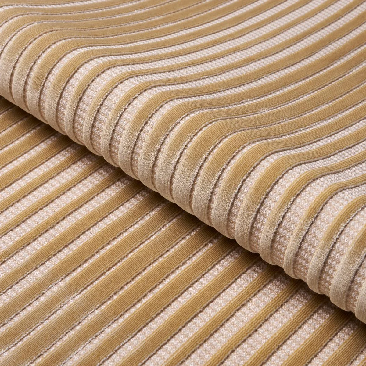 Schumacher 82153 Chimay Stripe Velvet Champagne fabric swatch