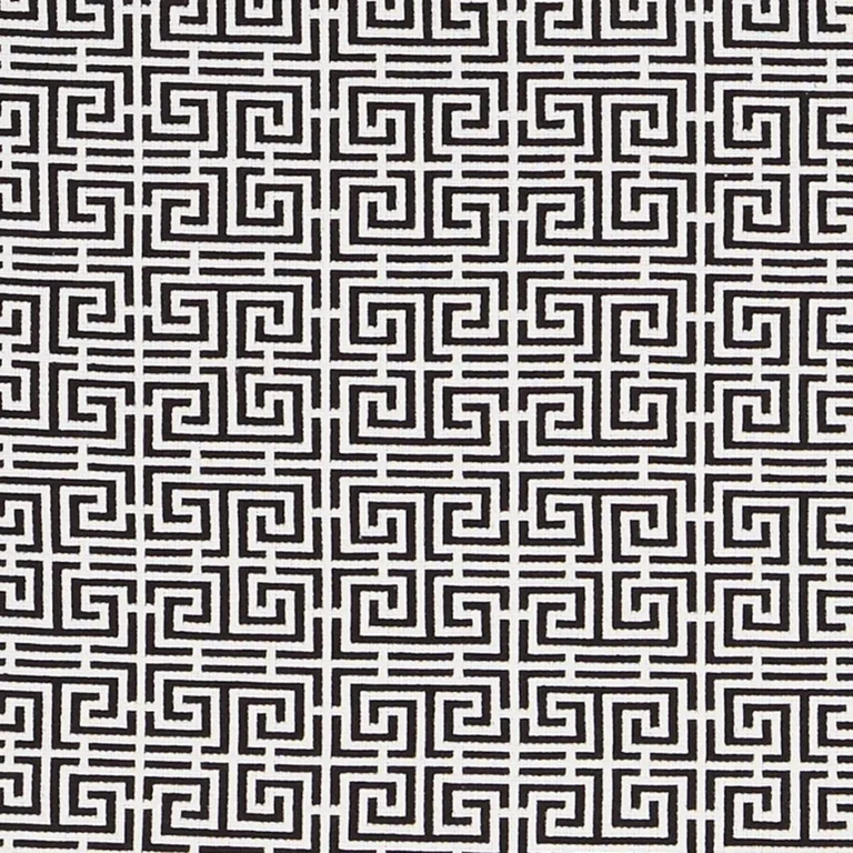 Schumacher 70565 Chinois Fret Black/White fabric swatch
