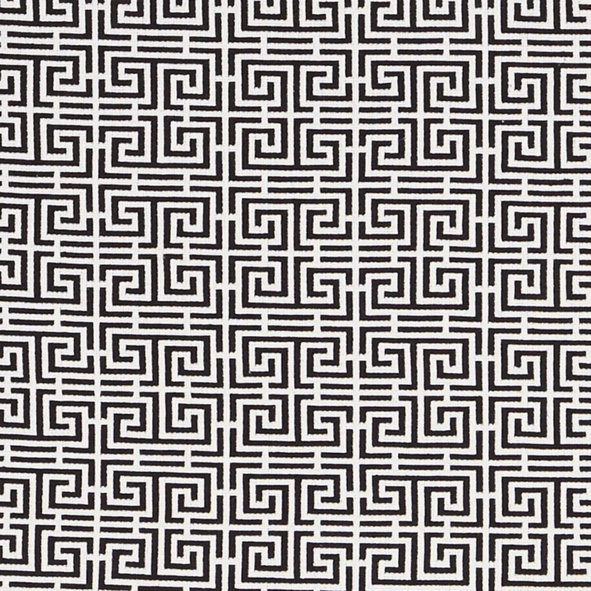 Schumacher 70565 Chinois Fret Black/White fabric swatch