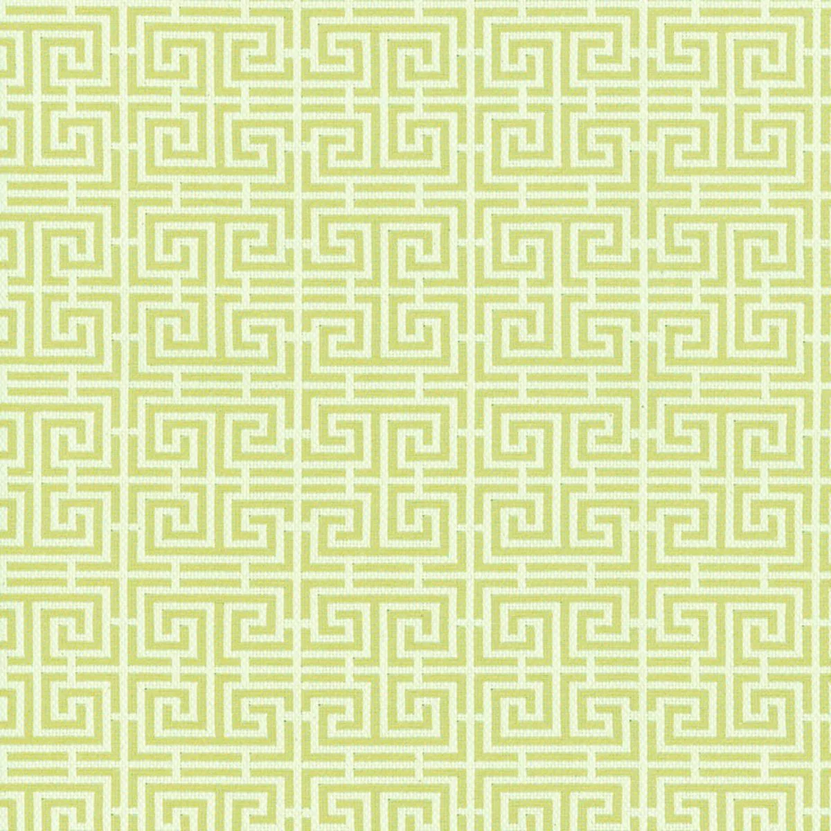 Schumacher 54955 Chinois Fret Celadon / Ivory fabric swatch