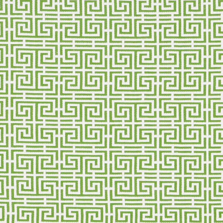 Schumacher 70562 Chinois Fret Green/White fabric swatch