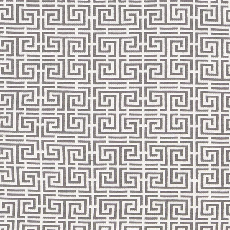 Schumacher 70564 Chinois Fret Grey/White fabric swatch