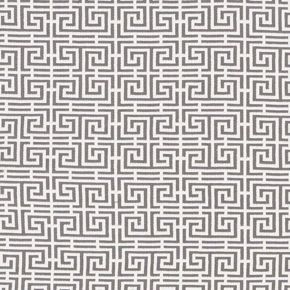 Schumacher 70564 Chinois Fret Grey/White fabric swatch